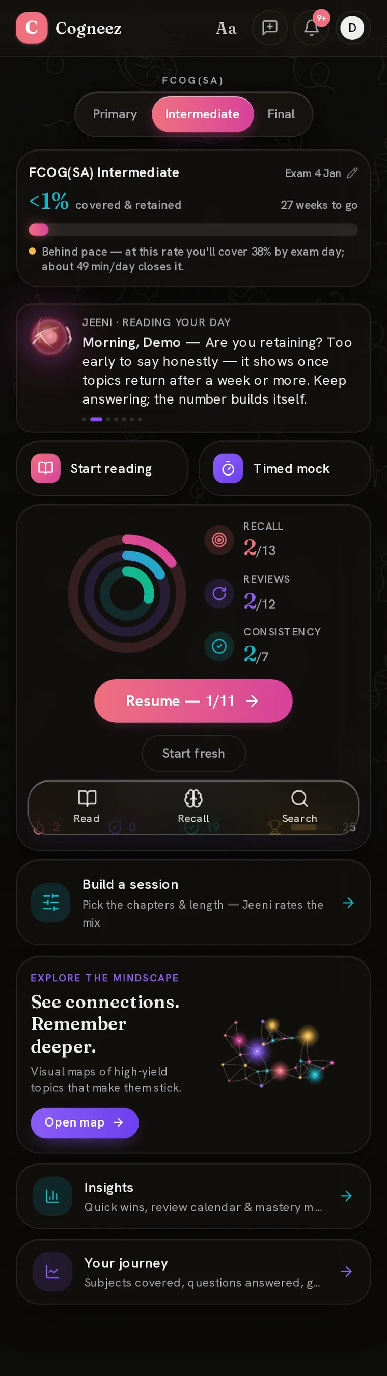The same home in the dark theme
