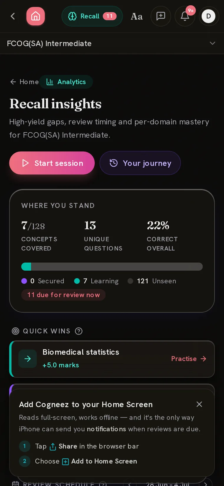Insights in the dark theme