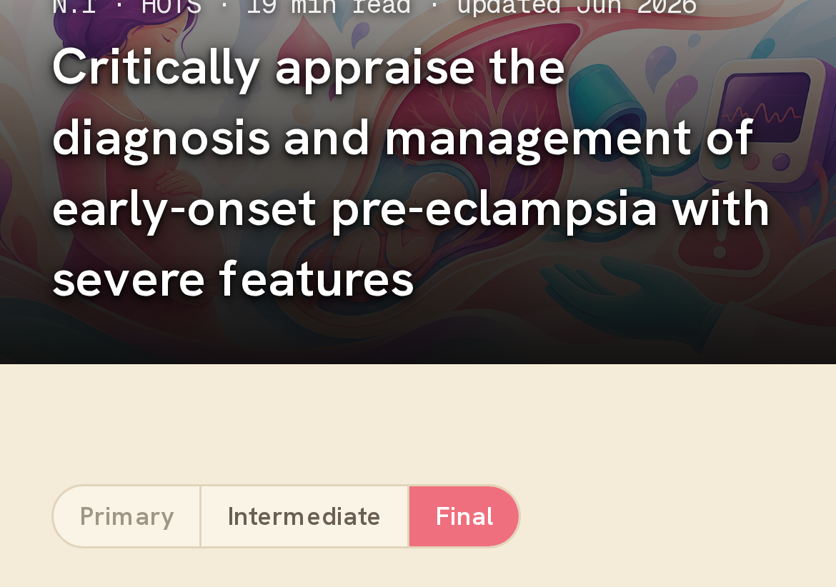 The Primary · Intermediate · Final level pills under a chapter title — the Intermediate pill links straight to its counterpart