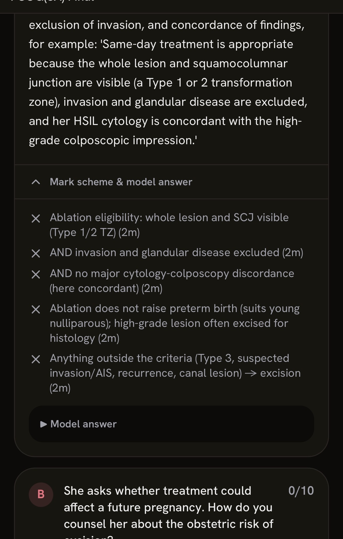 The full mark scheme with marks, and the model answer
