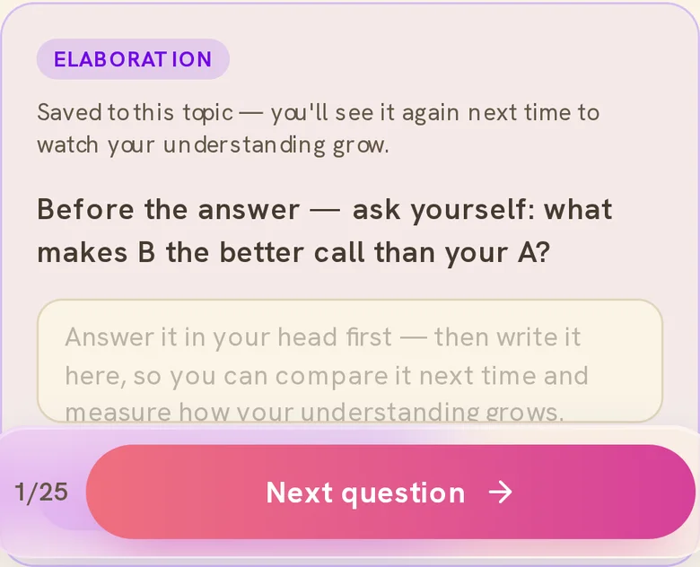 The reflection beat — a moment of your own reasoning before the explanation